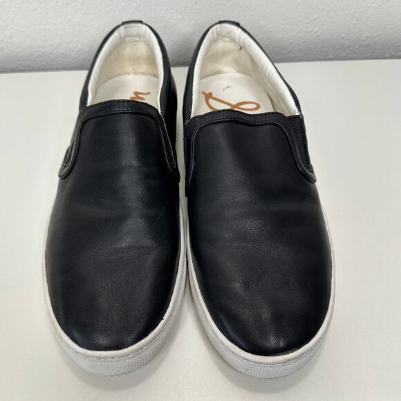 Sam Edelman Black Leather White Base Slip On Shoe 5 - Picture 1 of 15
